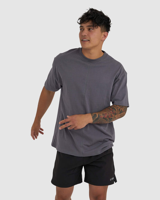 Model wearing Heavy Hitter Heavyweight Tee Oversize - Iron