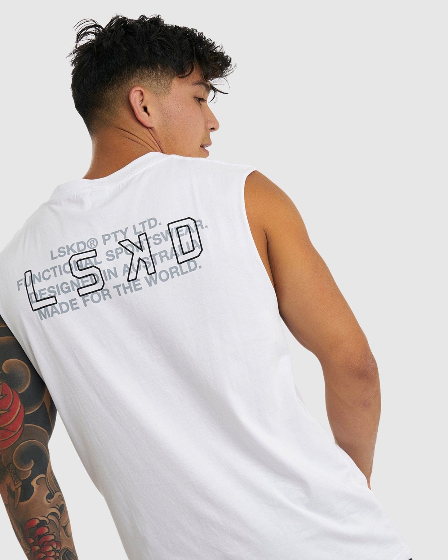 Model wearing LTD Tank Vintage Fit - White