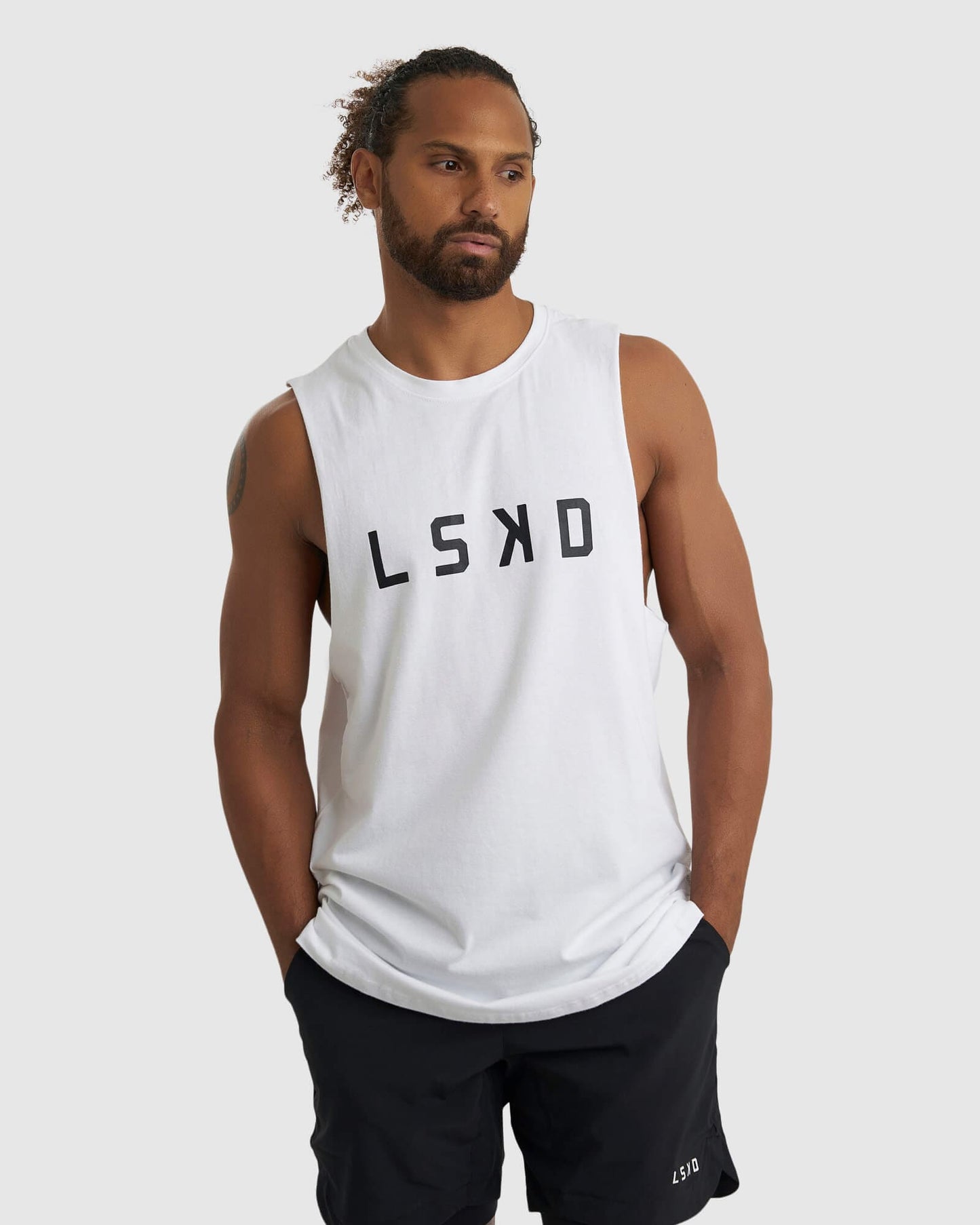 Model wearing Power FLXDRY Performance Tank - White