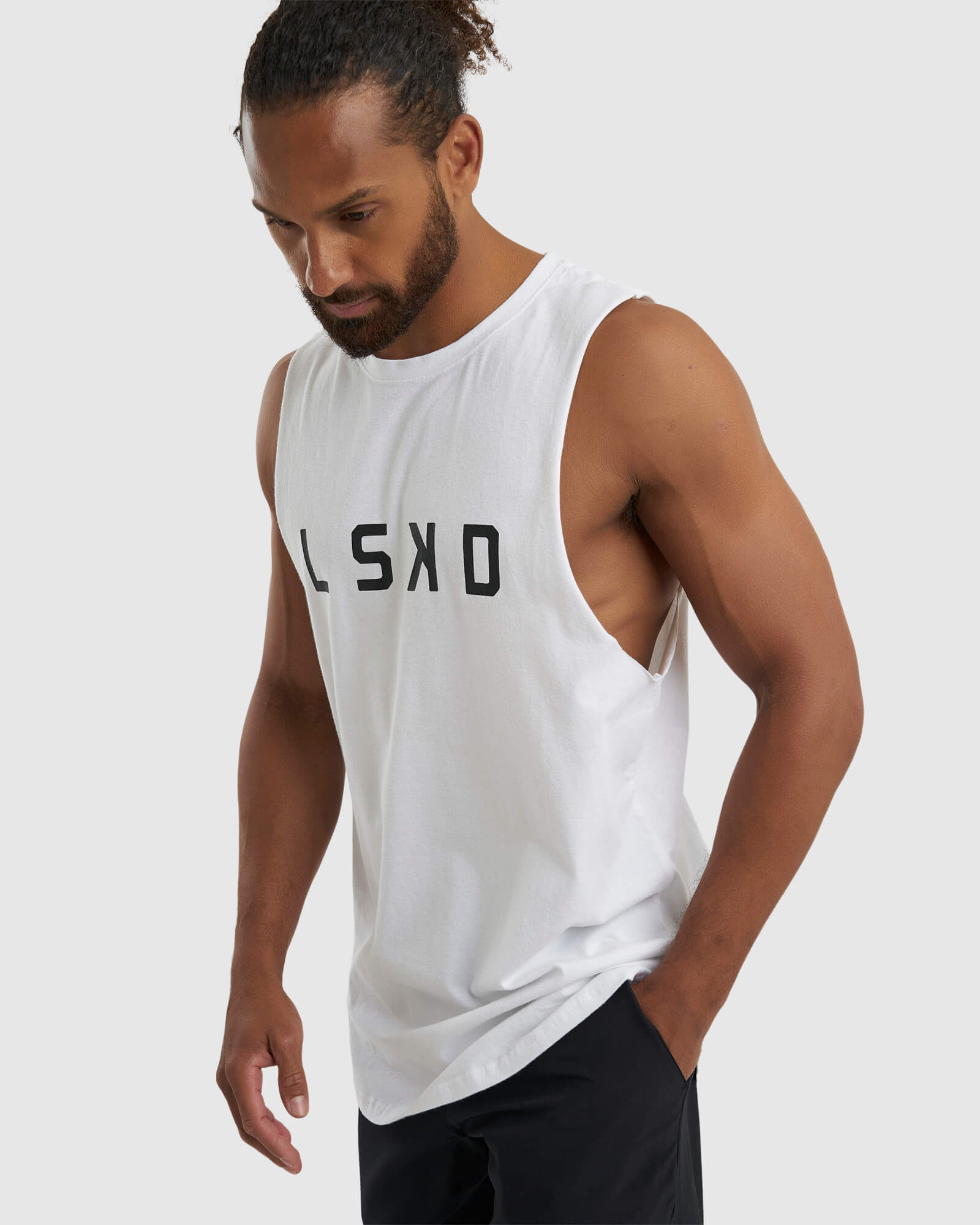 Model wearing Power FLXDRY Performance Tank - White