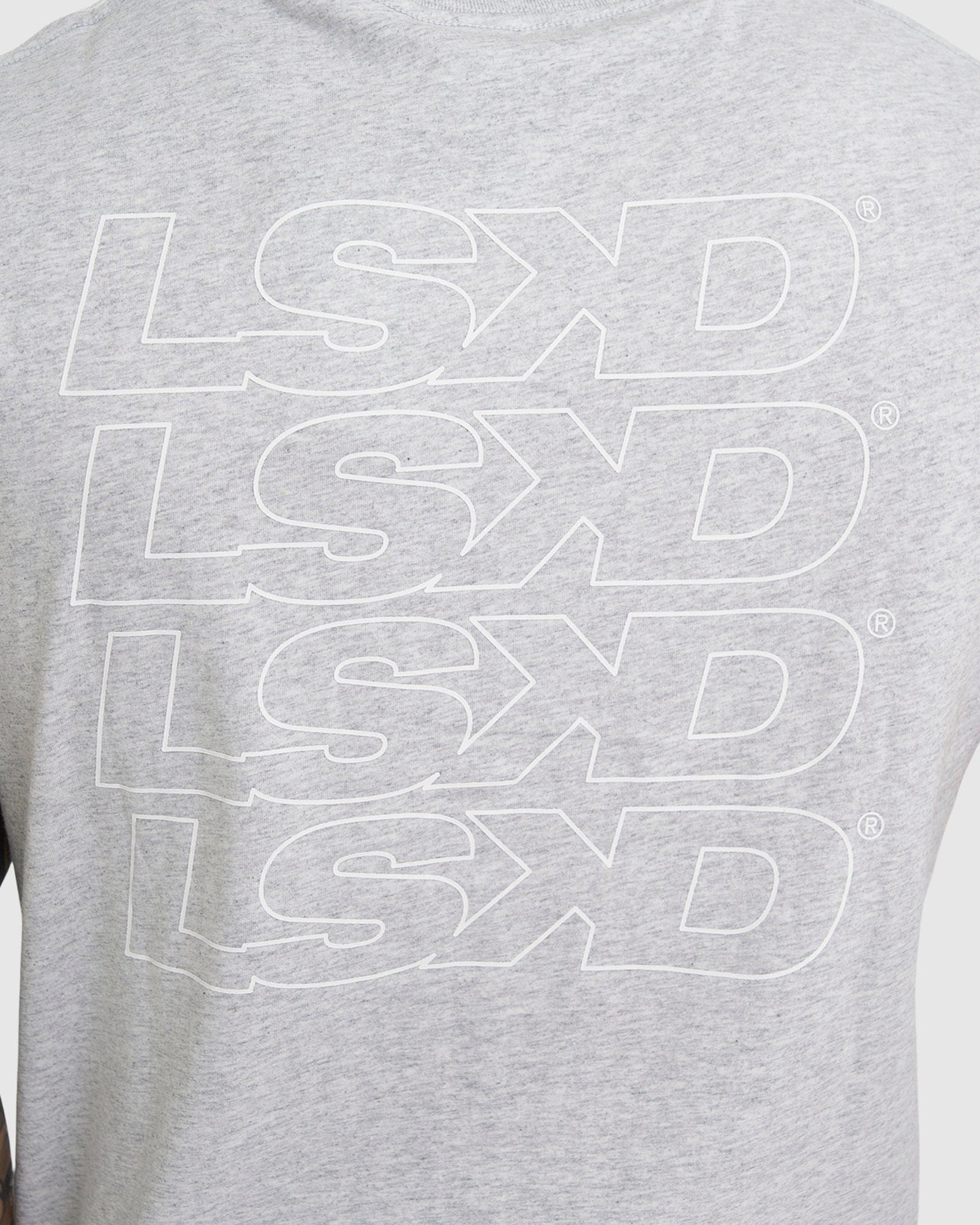 Model wearing Attack Tank - Lt Grey Marl