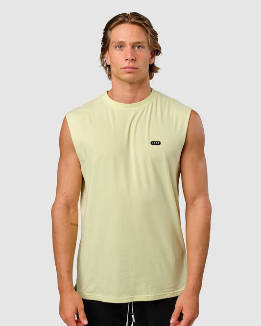 Model wearing Capsule Tank Oversize - Pastel Lime