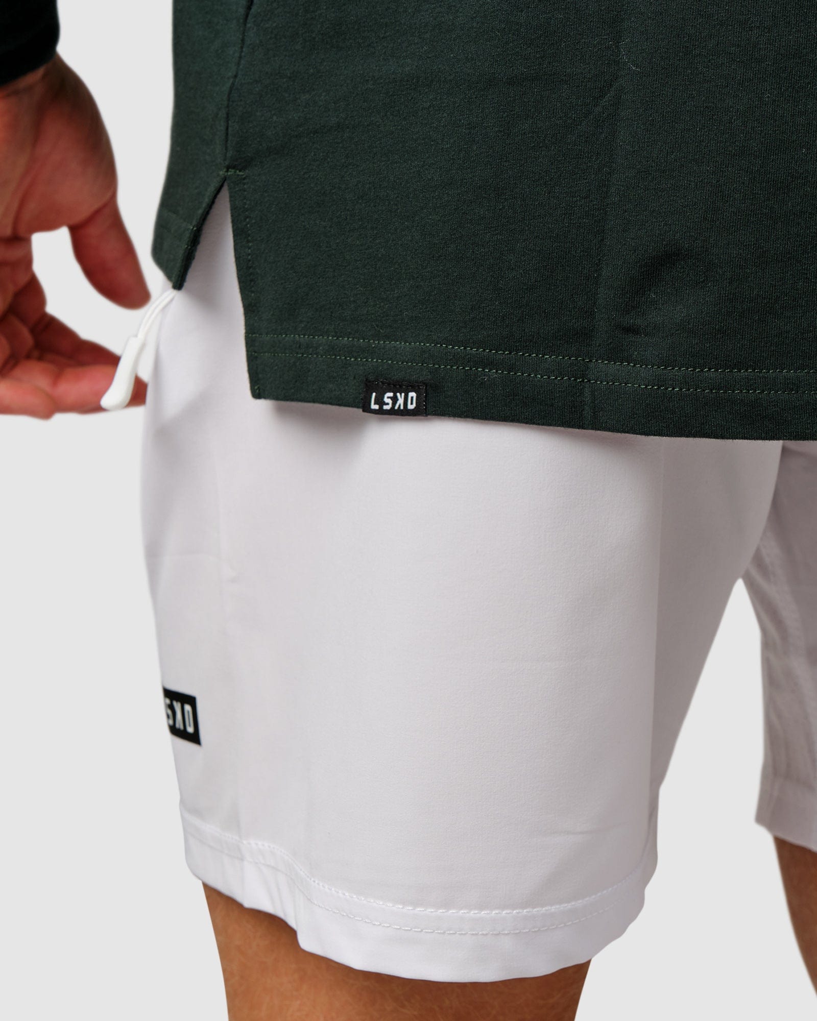 Model wearing Competitor LS Tee - Forest