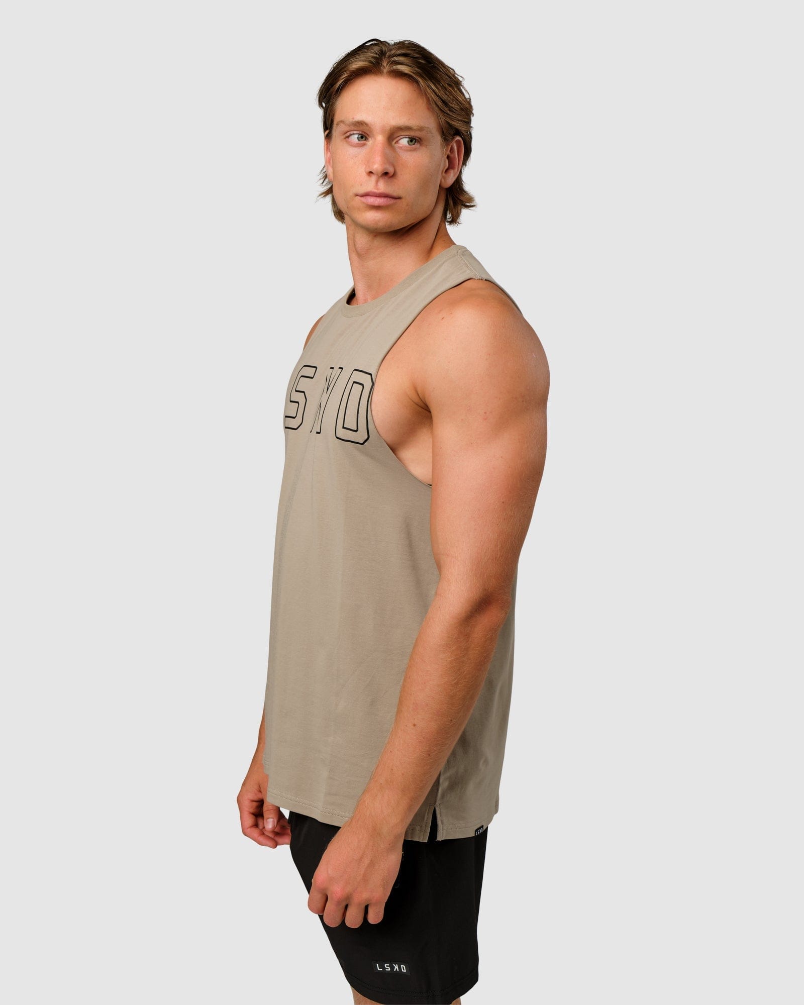 Model wearing Expand FLXCotton Training Fit Tank - Laurel Oak