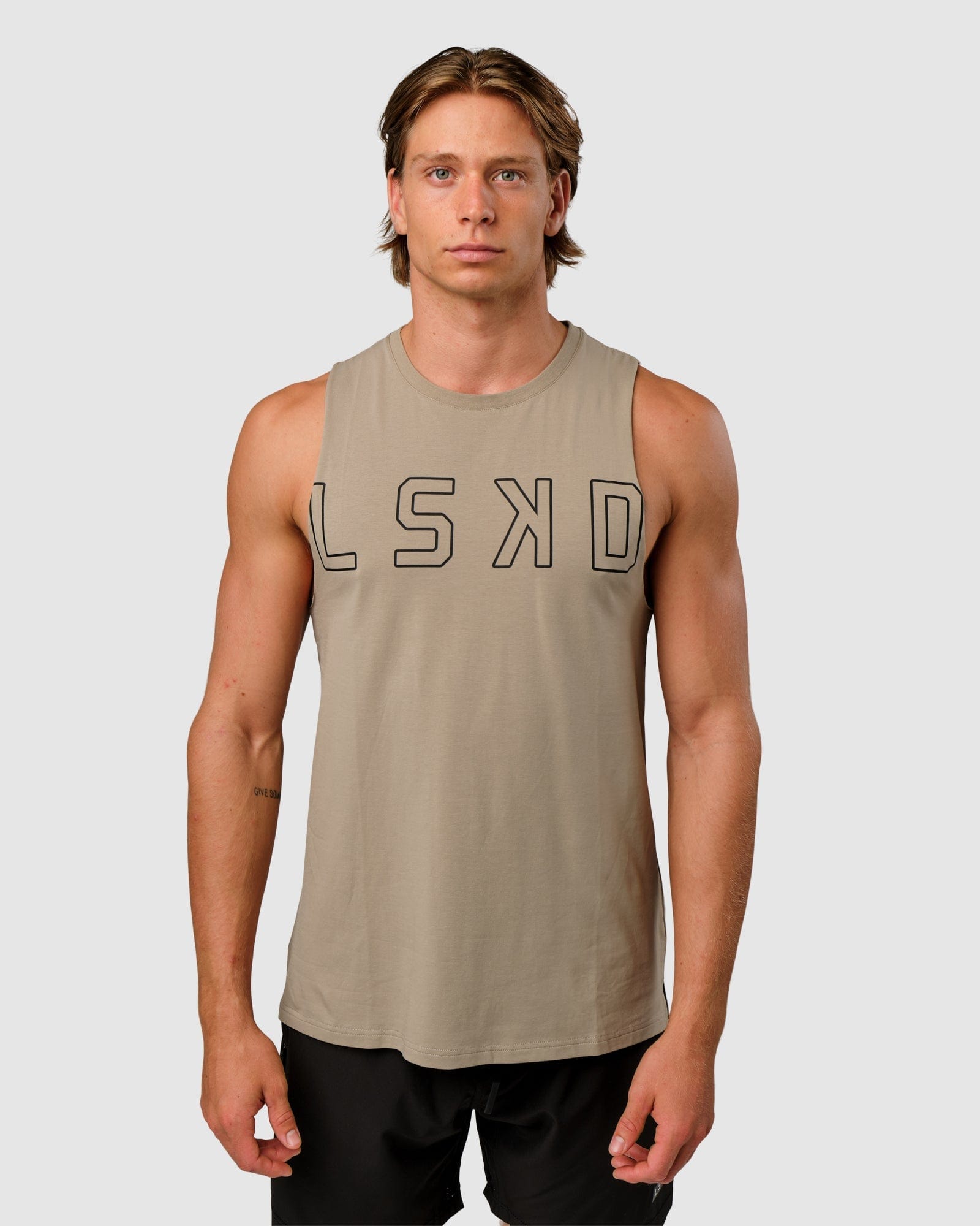 Model wearing Expand FLXCotton Training Fit Tank - Laurel Oak