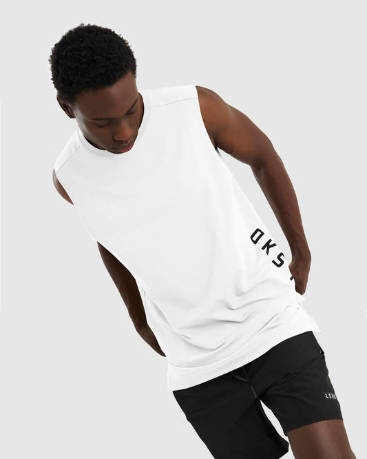 Model wearing Flex Tank - White Black