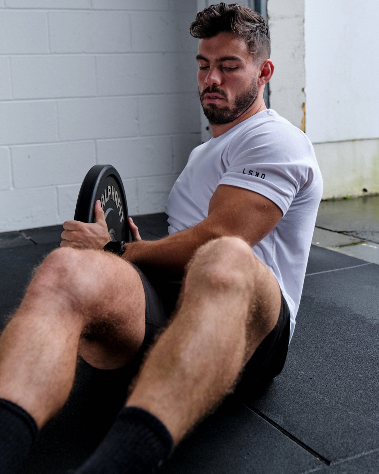 Model wearing Rival FLXCotton Training Fit Tee - White