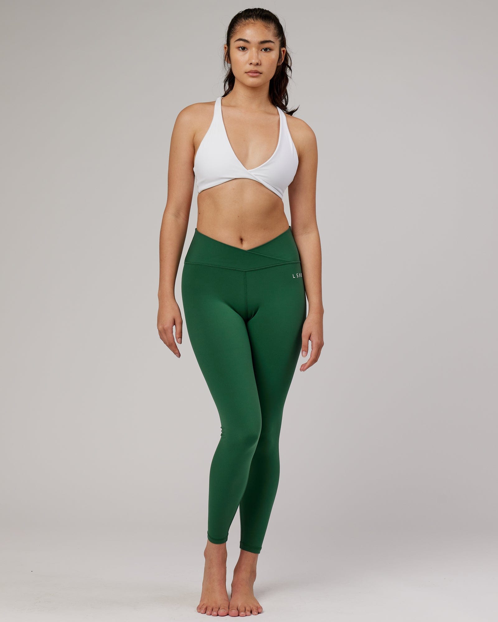 Model wearing Agile Sports Bra - White