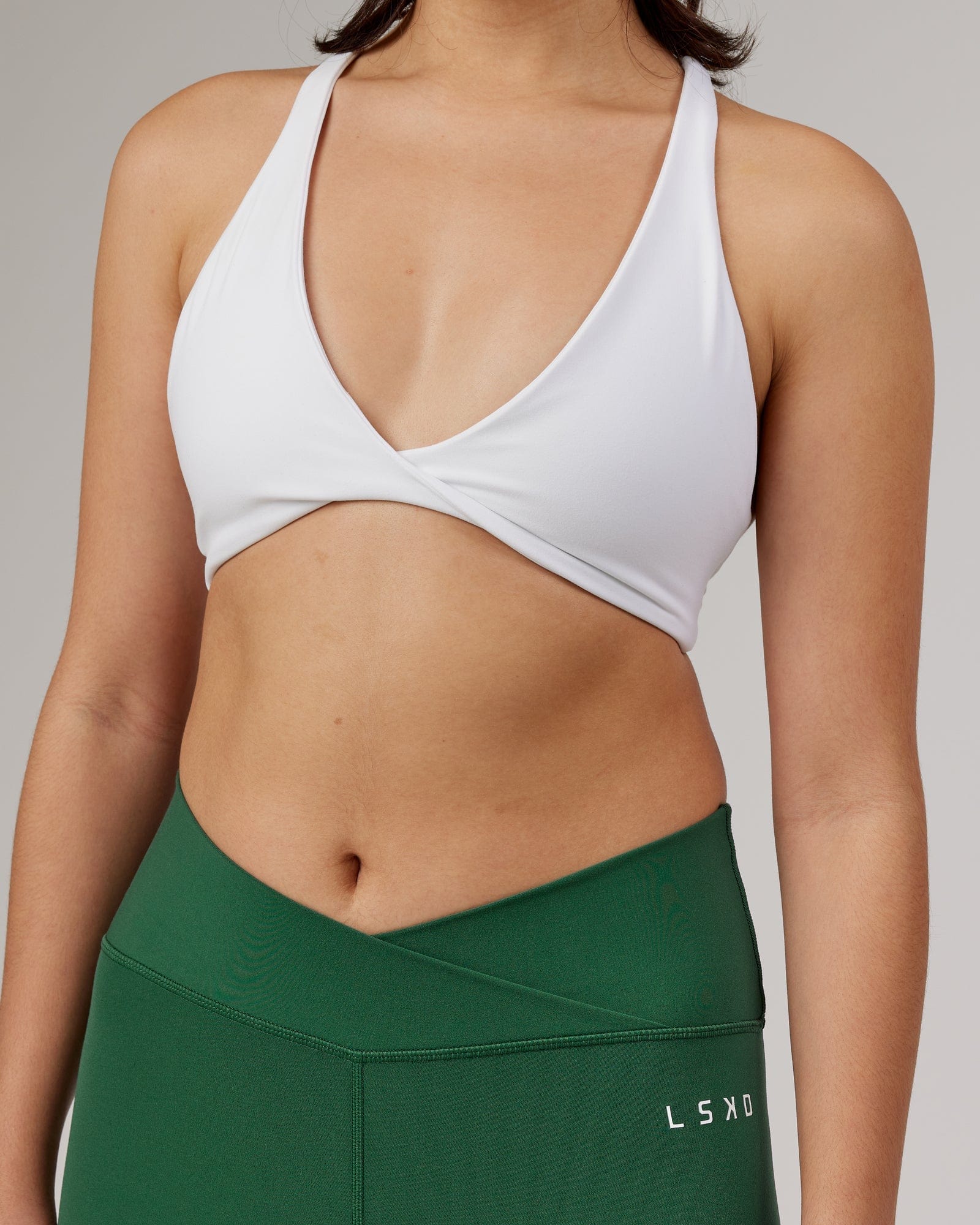 Model wearing Agile Sports Bra - White