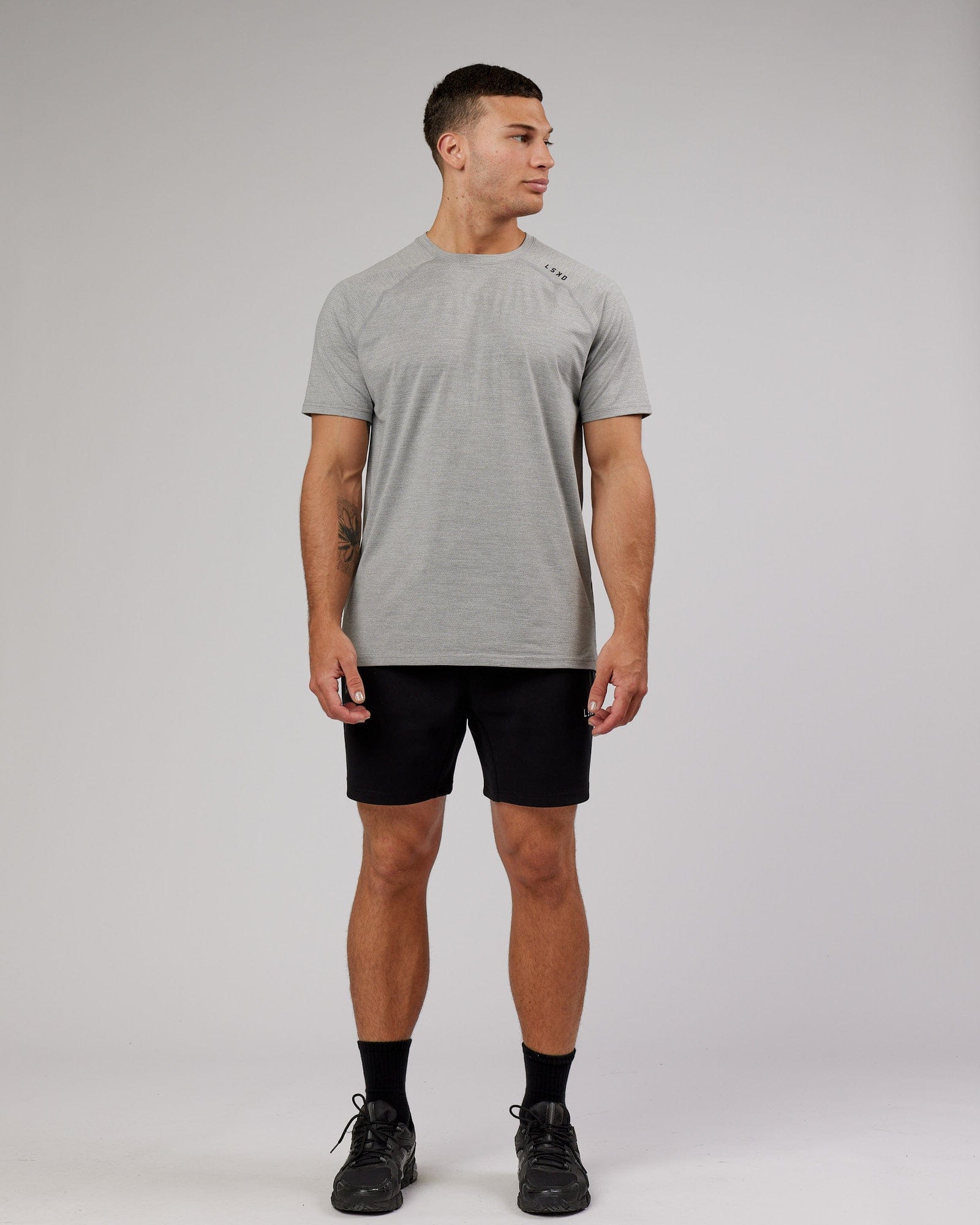 Model wearing Athlete ForgedFleece Track Short - Black