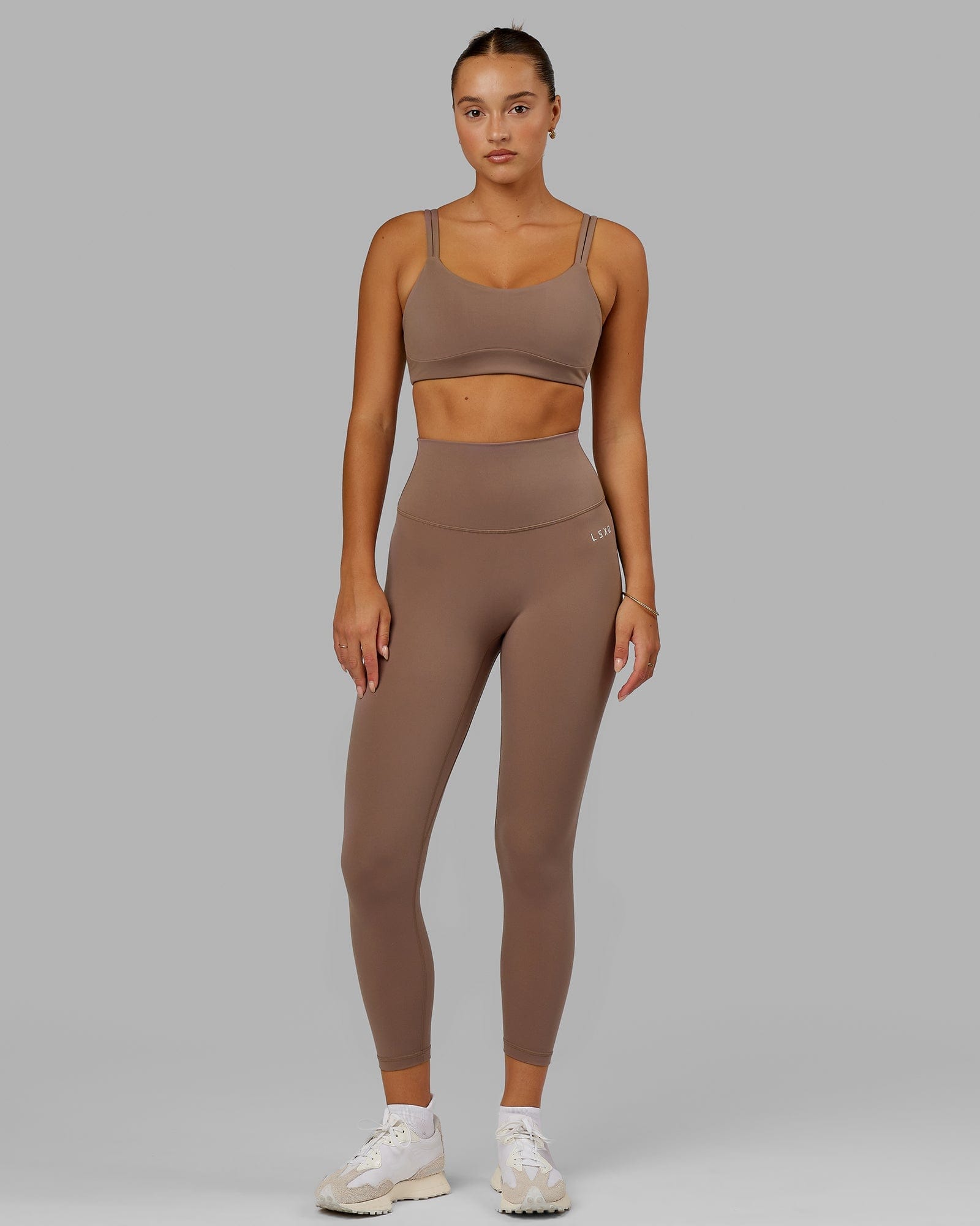 Model wearing Base 2.0 7/8 Length Tight - Deep Taupe