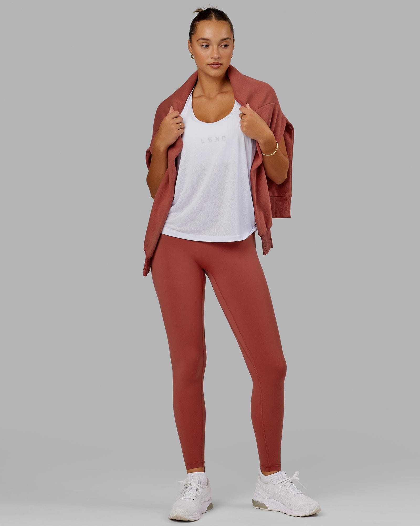 Model wearing Base 2.0 Full Length Tight - Paprika