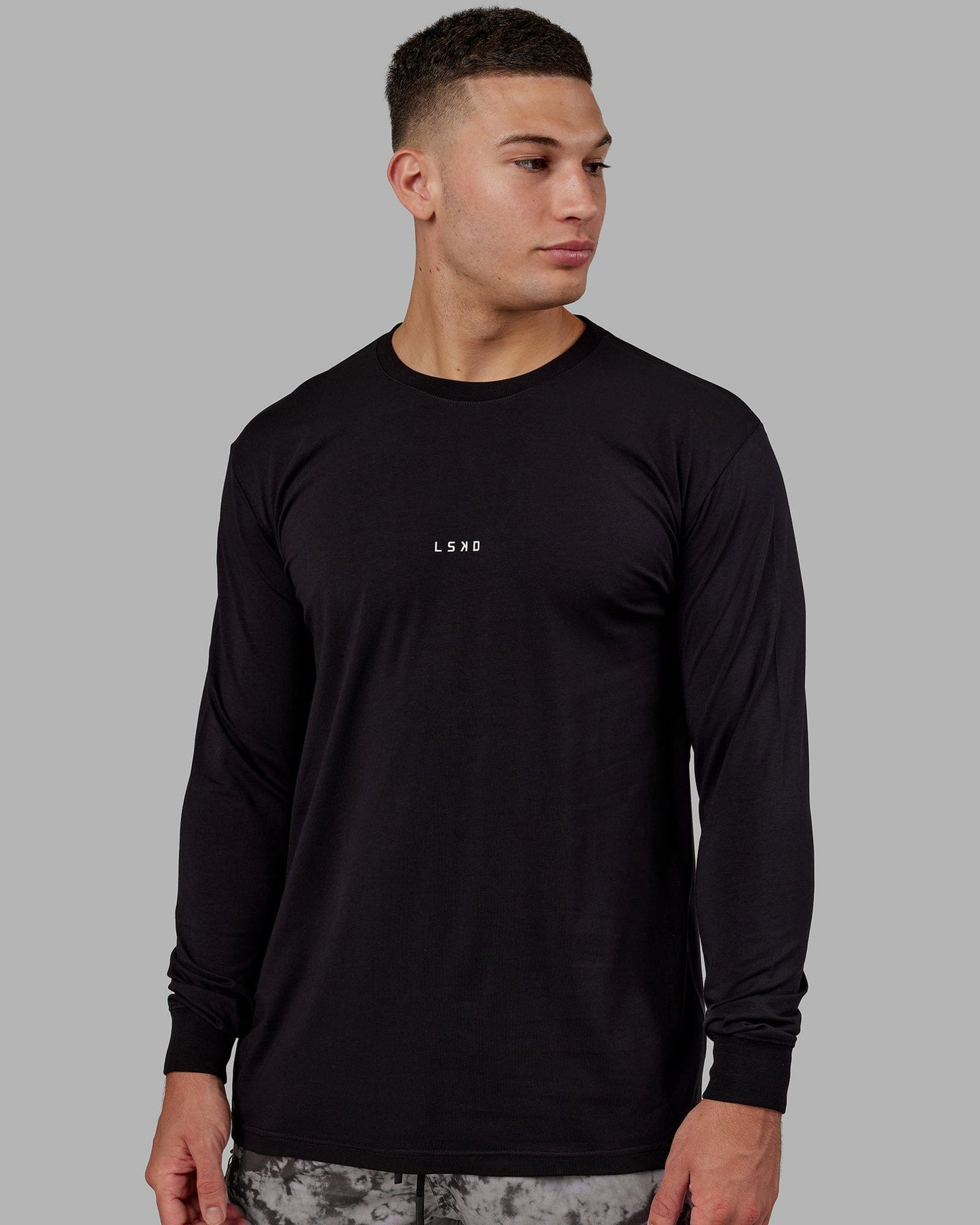 Model wearing Base FLXCotton LS Tee - Black