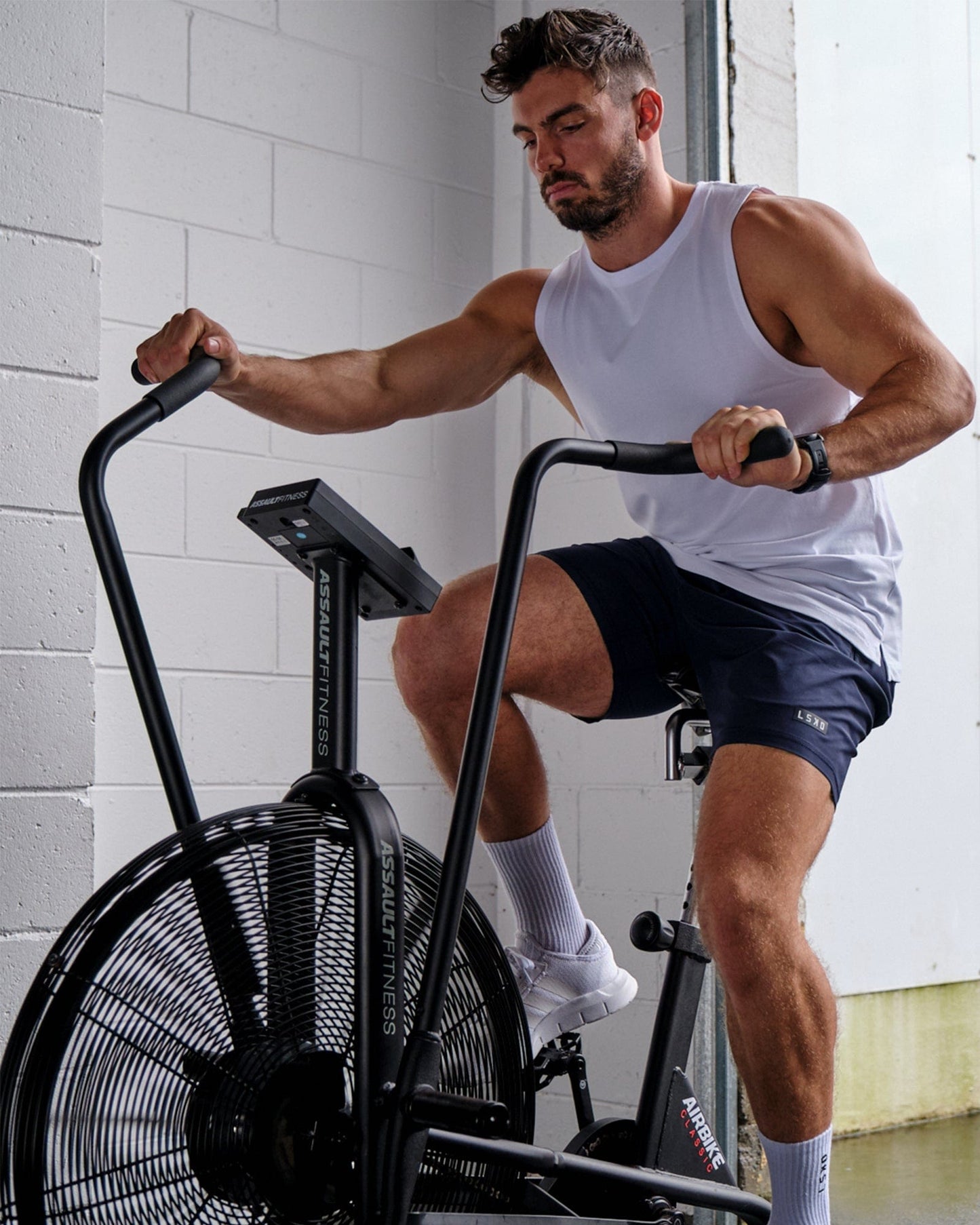 Model wearing Rival FLXCotton Training Fit Tank - White