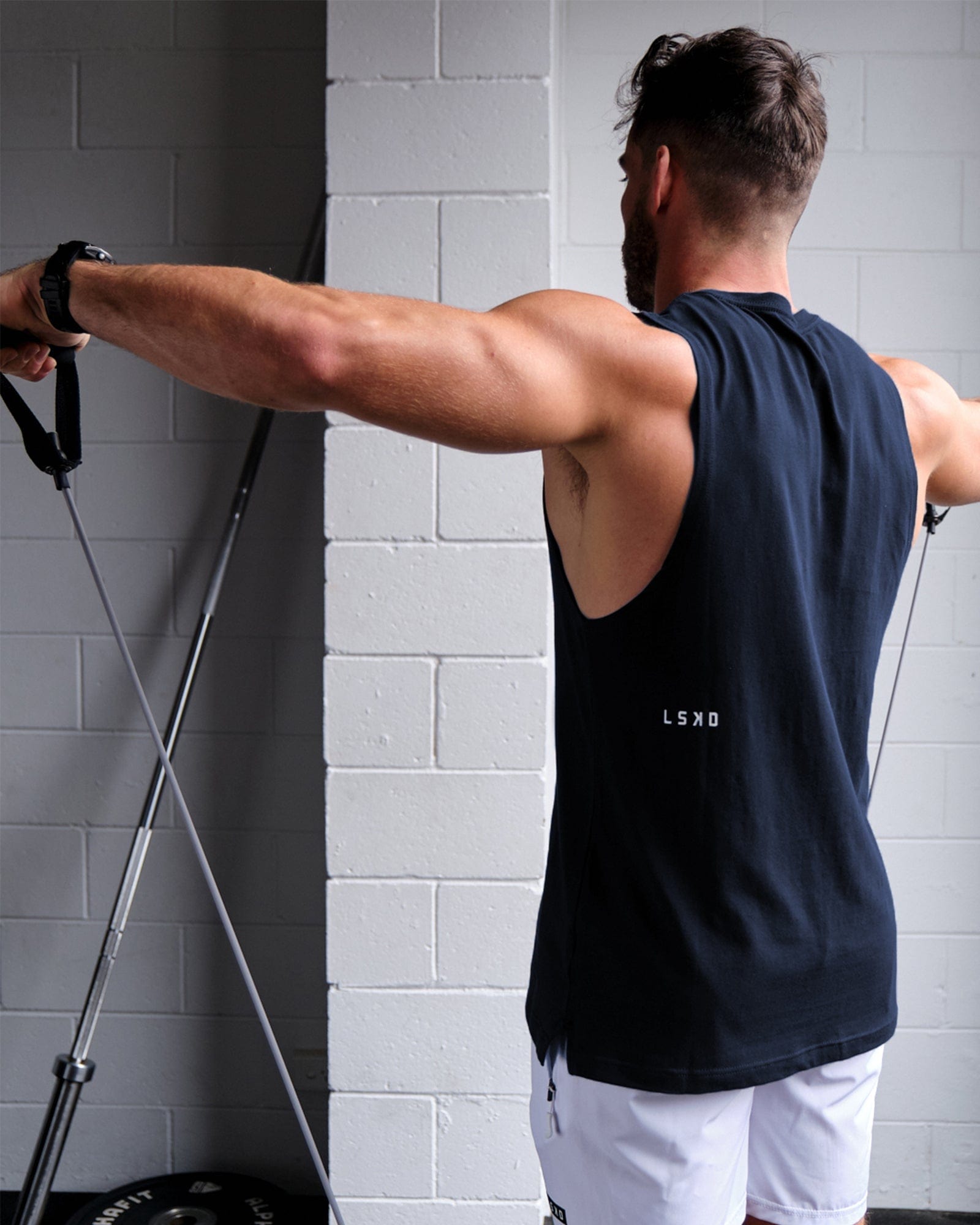 Model wearing Rival FLXCotton Training Fit Tank - Carbon