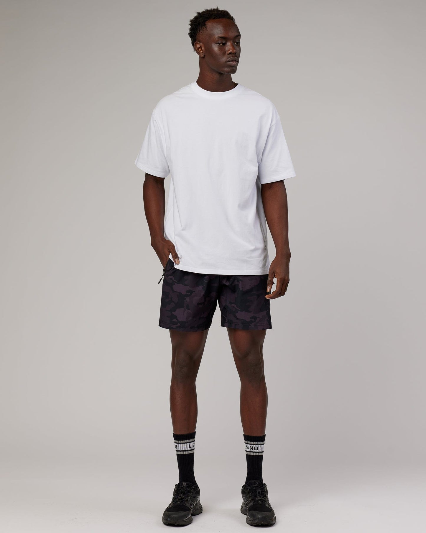 Model wearing DownLow FLXCotton Oversize Tee - White