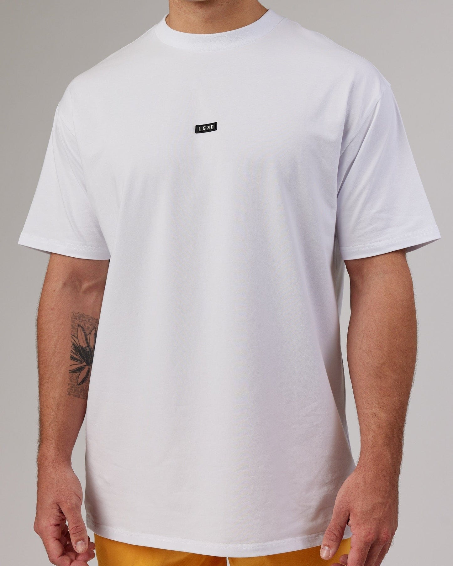 Model wearing Fundamental FLXCotton Tee Longline Oversize - White