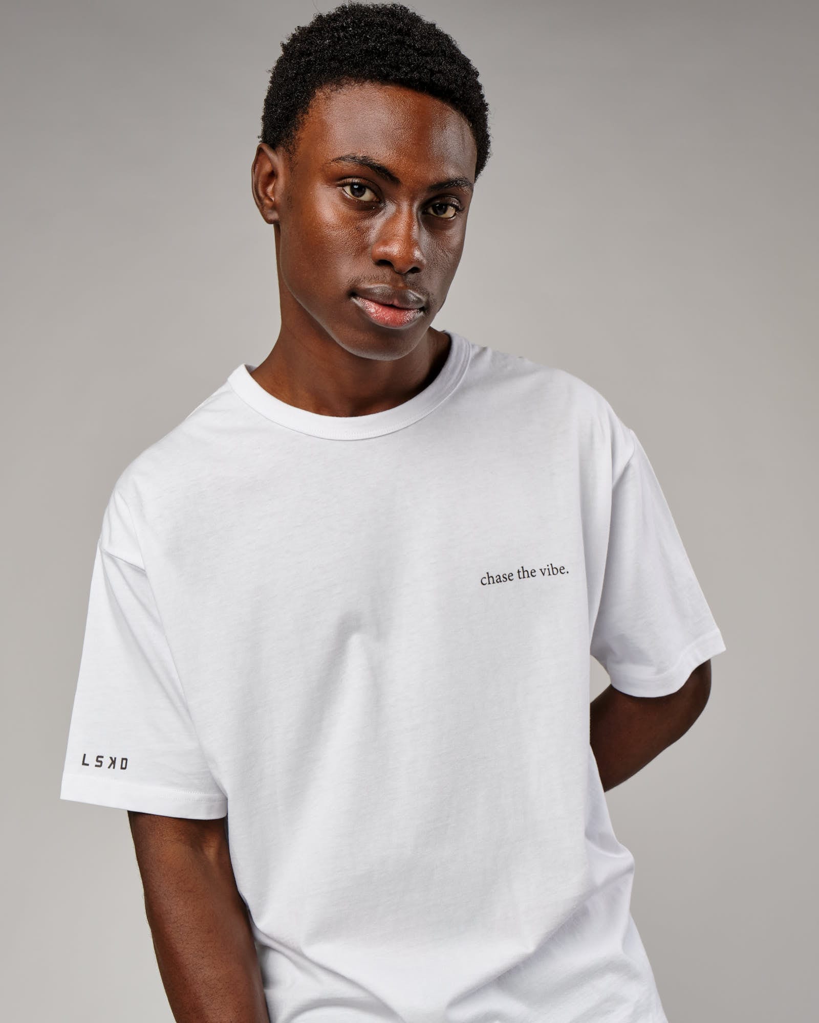 Model wearing Taylor Tee Oversize - White