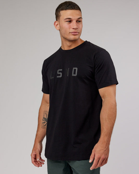 Model wearing Power FLXDRY Performance Tee - Black-Black