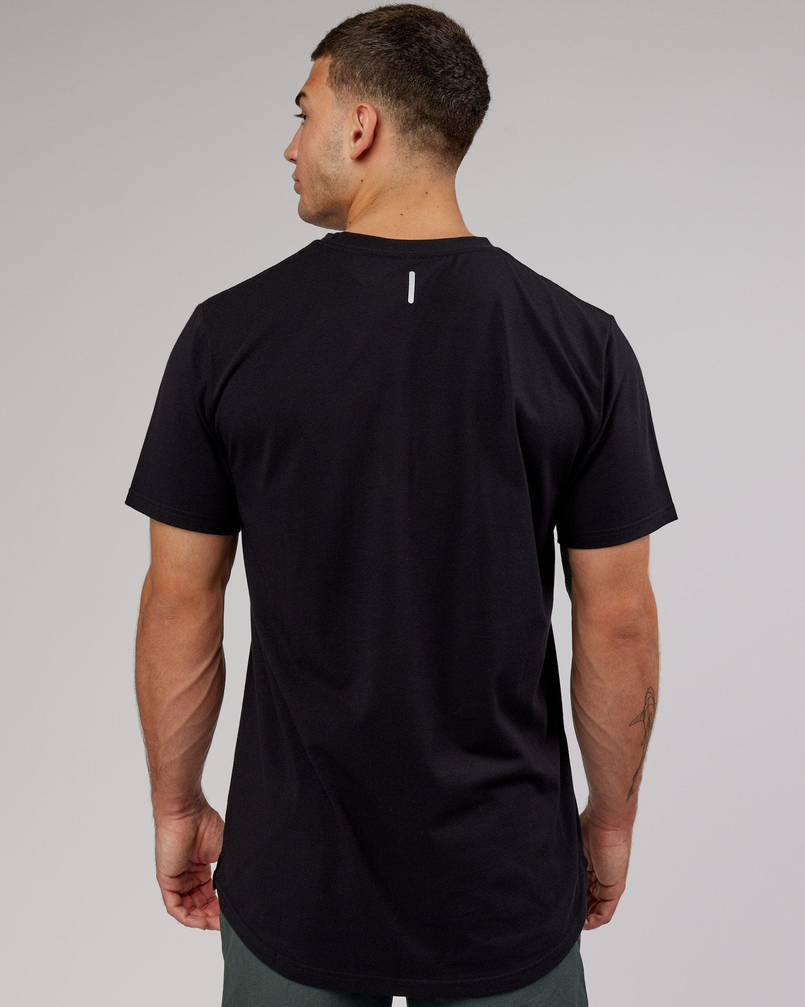 Model wearing Power FLXDRY Performance Tee - Black-Black