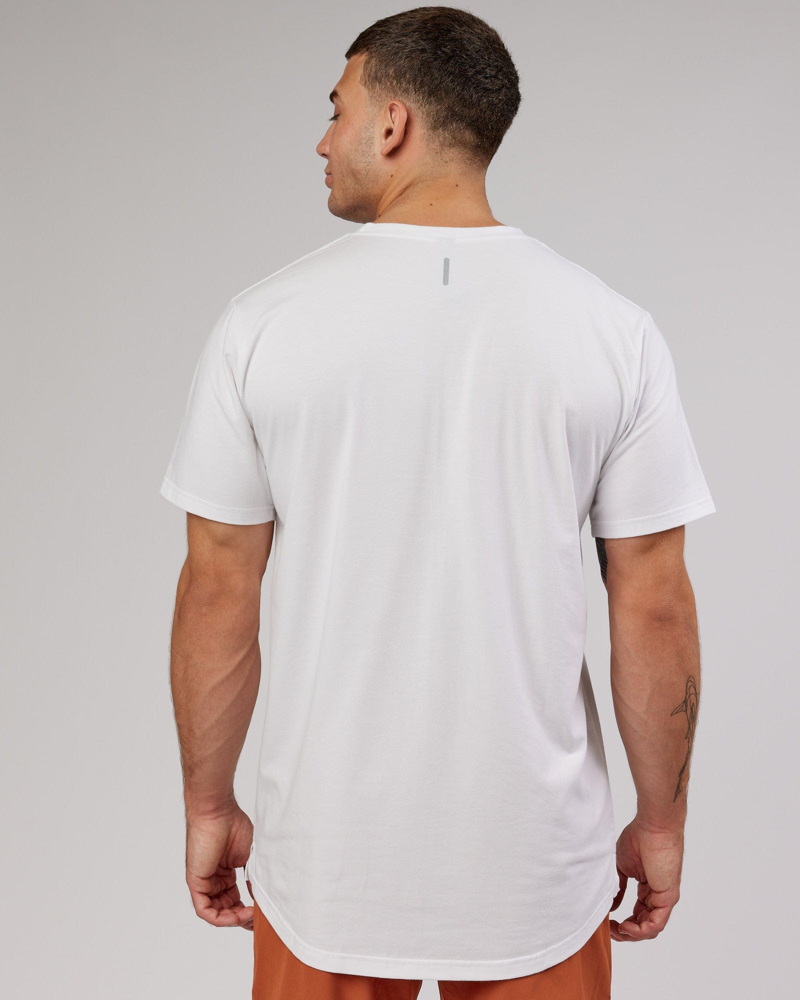 Model wearing Power FLXDRY Performance Tee - White-Black