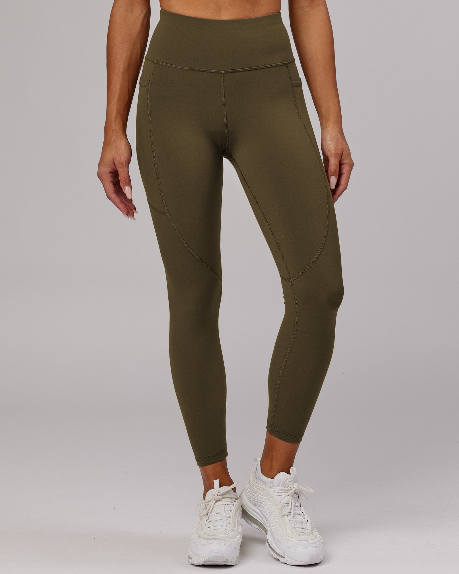 Model wearing Rep 7/8 Length Tight - Army Green
