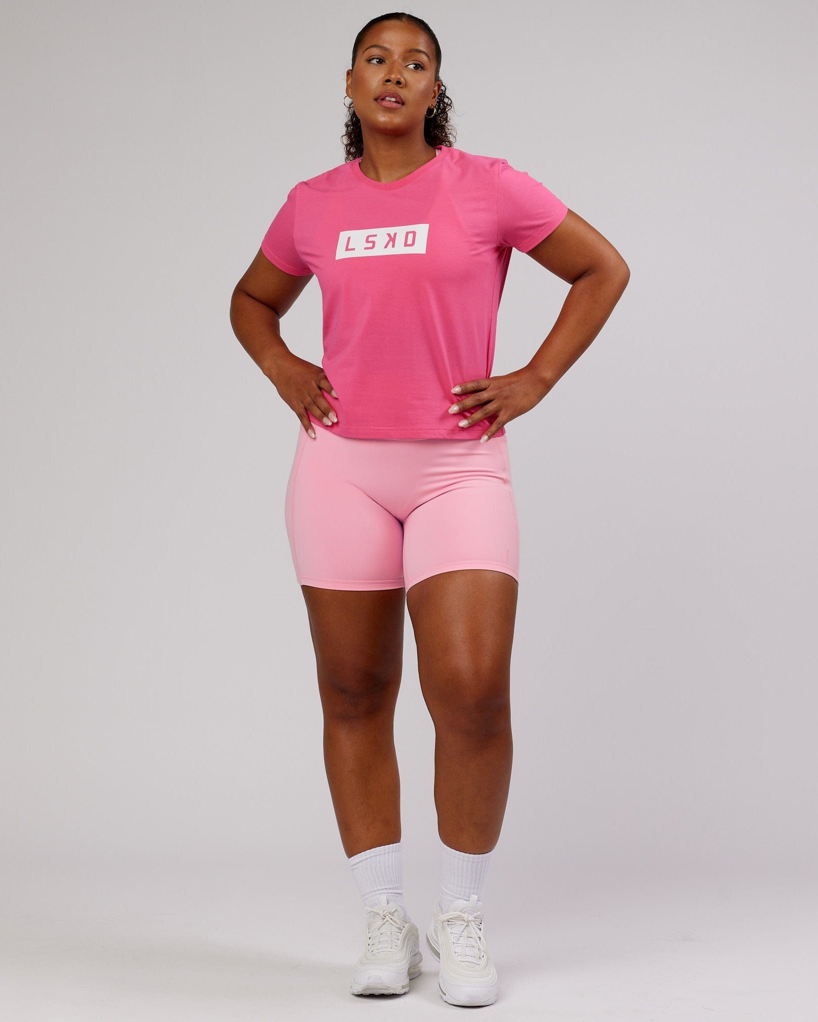 Model wearing Strength FLXCotton Tee - Flamingo