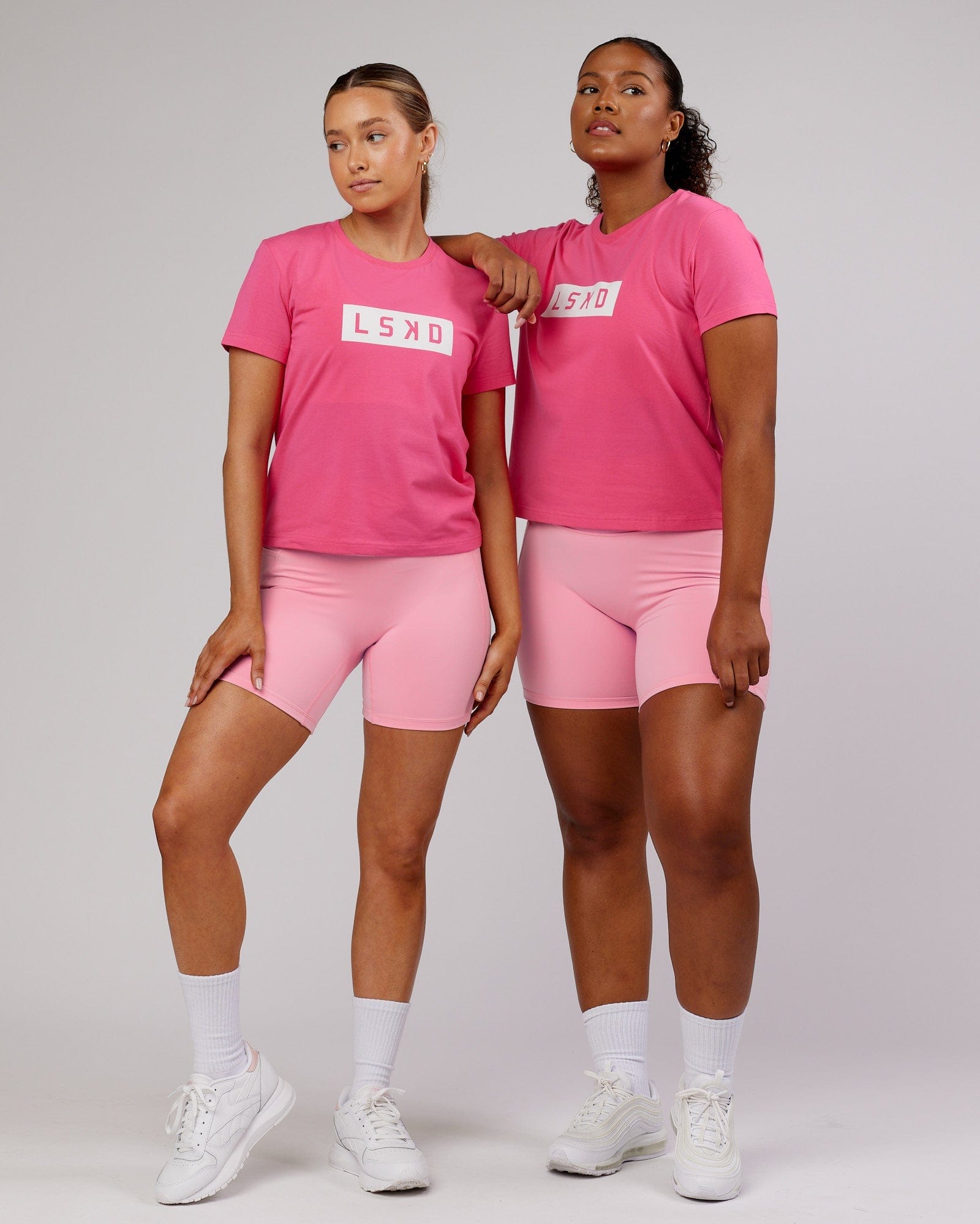 Model wearing Strength FLXCotton Tee - Flamingo