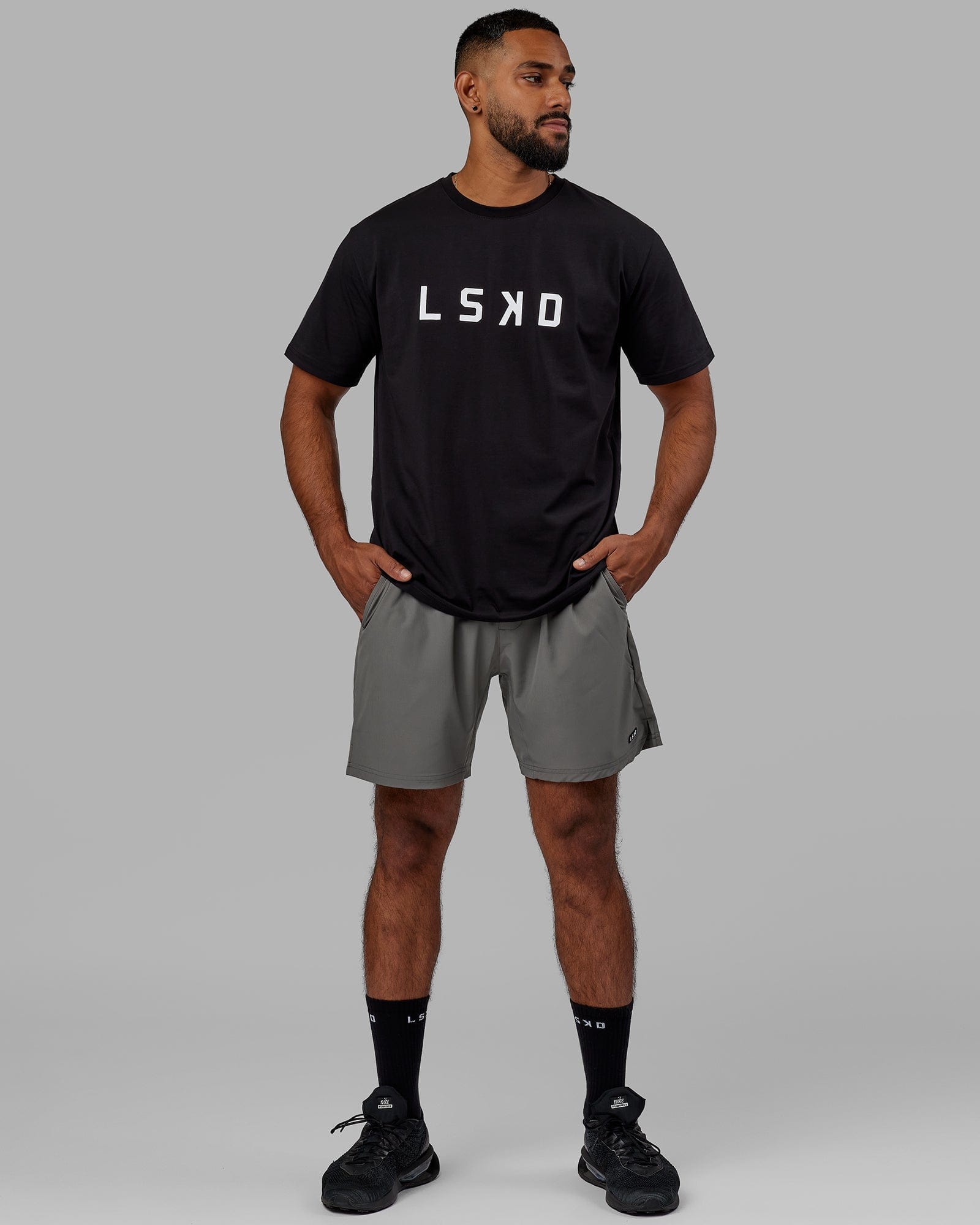 Model wearing Structure Tee - Black-White