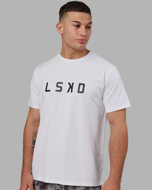 Model wearing Structure Tee - White-Black