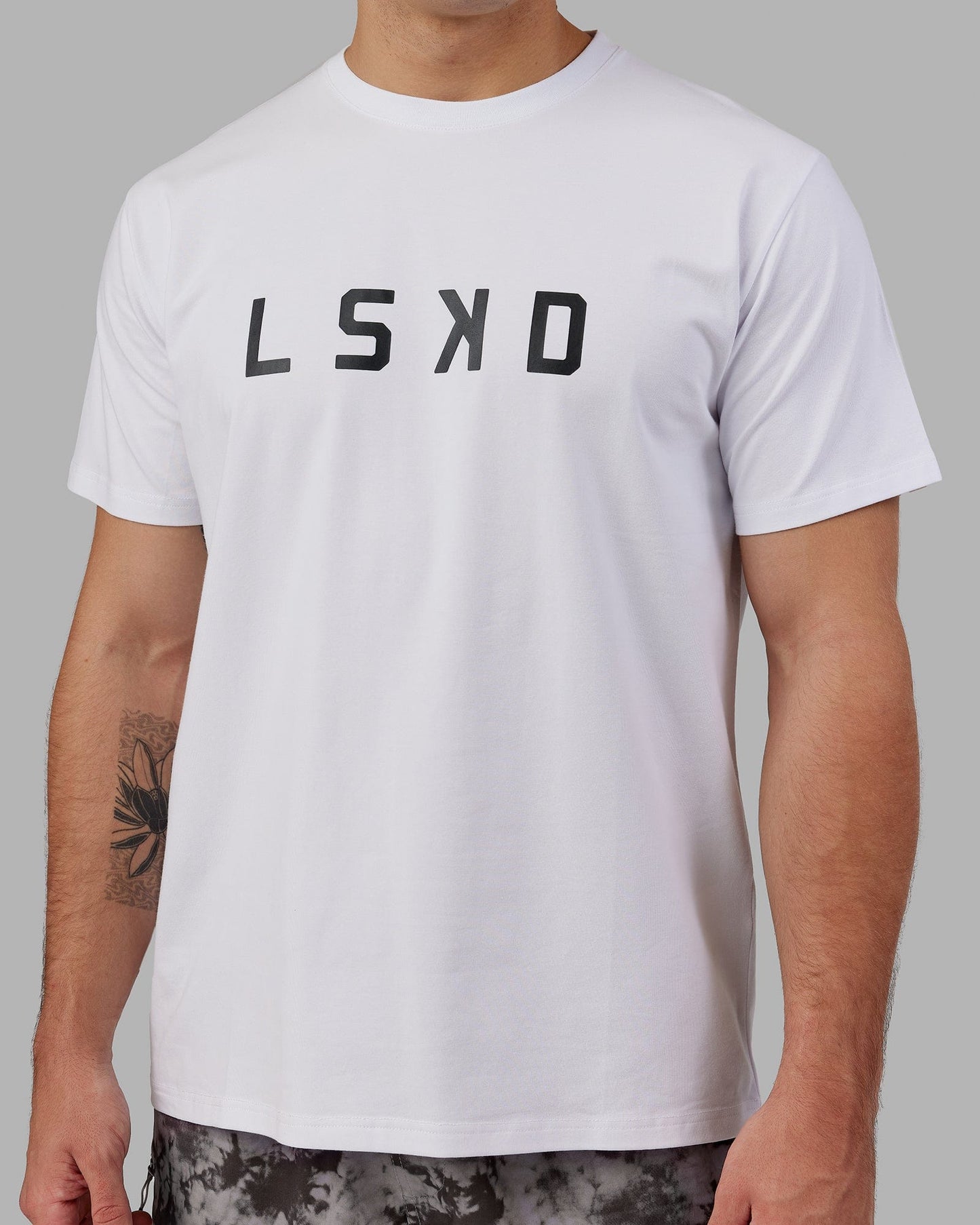 Model wearing Structure Tee - White-Black
