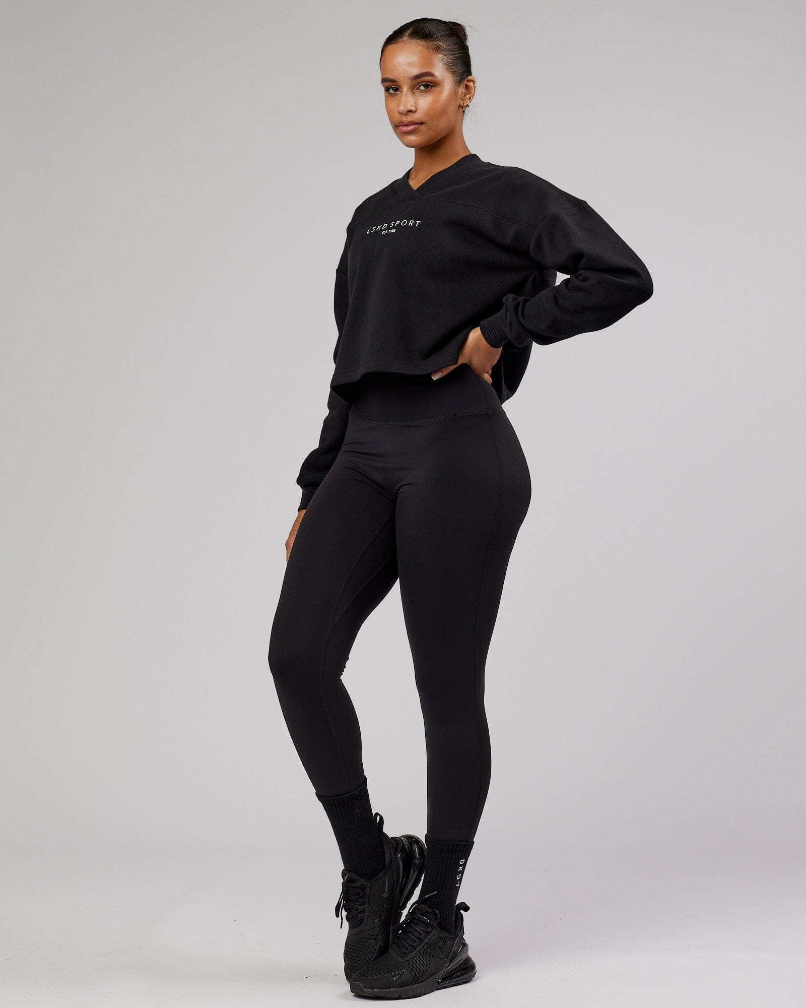 Model wearing Touchdown Sweater - Black