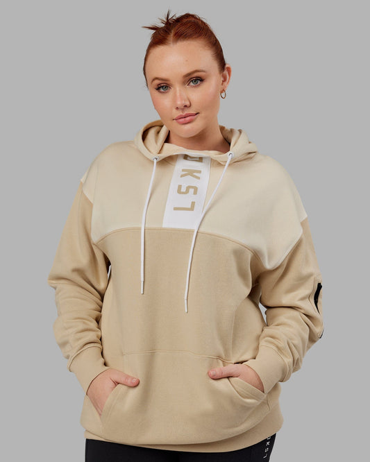 Model wearing Unisex Contrary Hoodie Oversize - Pale Khaki