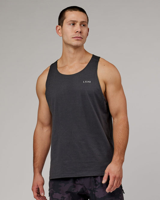 Model wearing Perform VapourFLX Tank - Black Marl