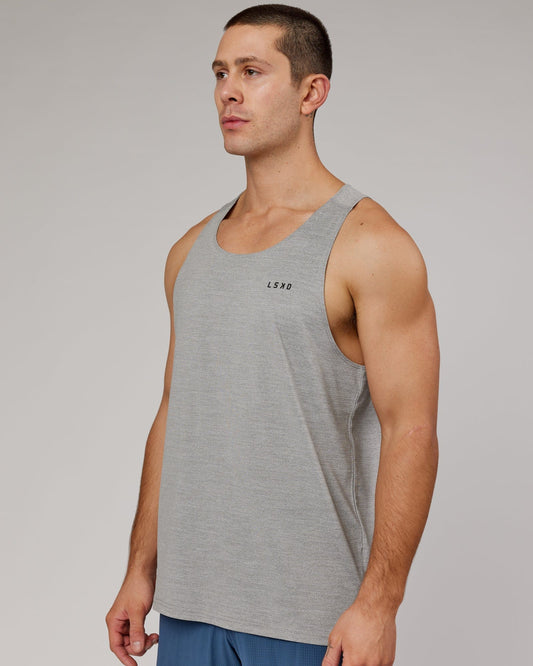 Model wearing Perform VapourFLX Tank - Lt Grey Marl