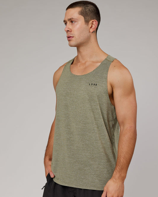 Model wearing Perform VapourFLX Tank - Olive Marl