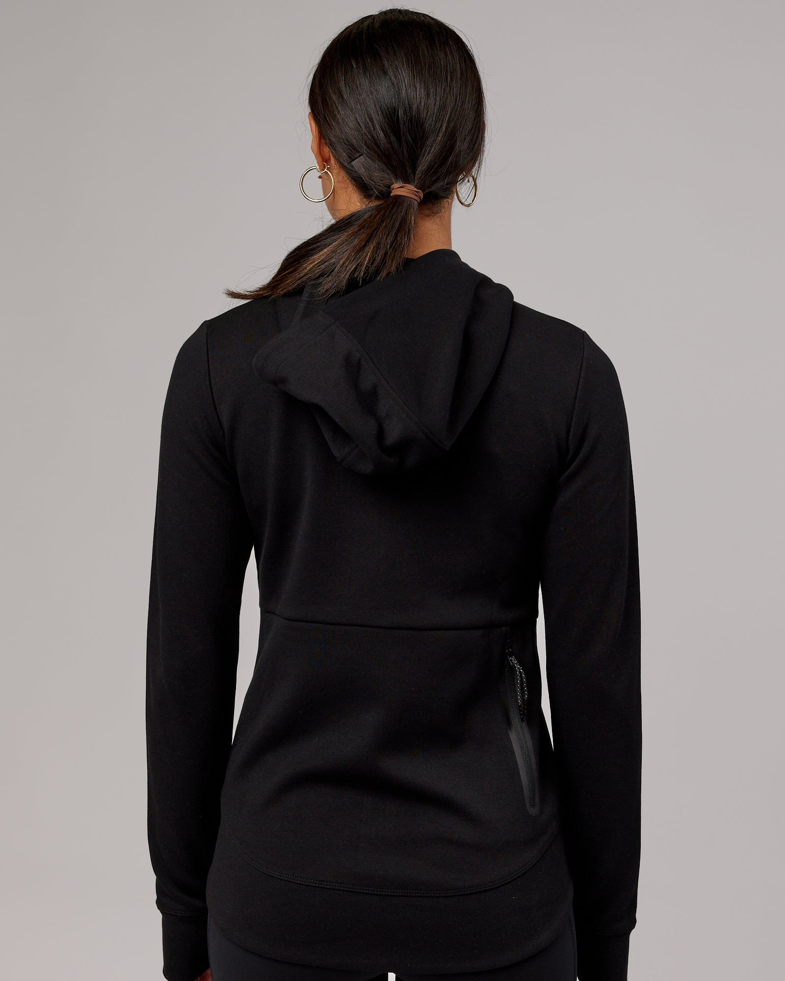 Model wearing Athlete ForgedFleece Zip Through Hoodie - Black