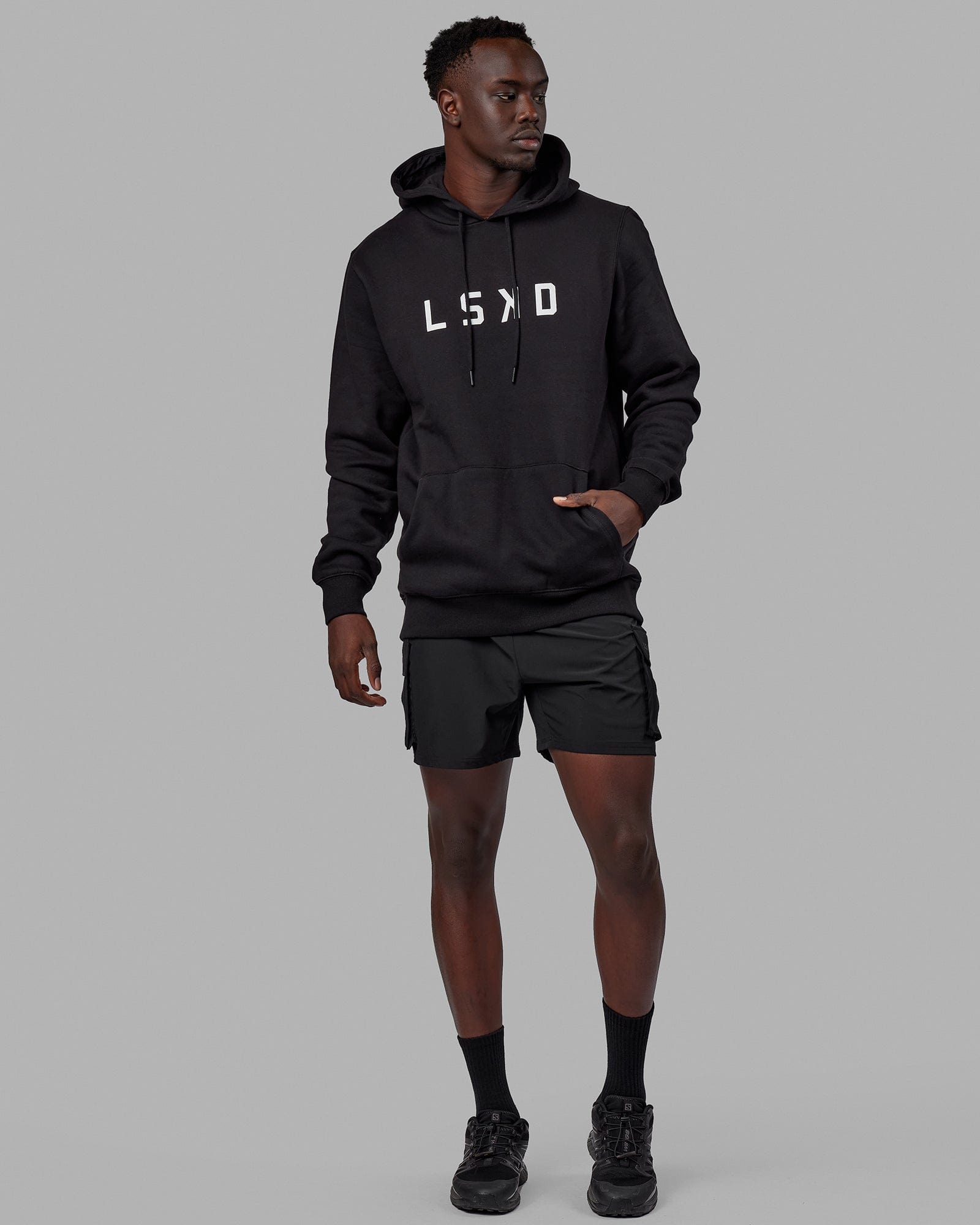 Man wearing Structure Hoodie - Black-White