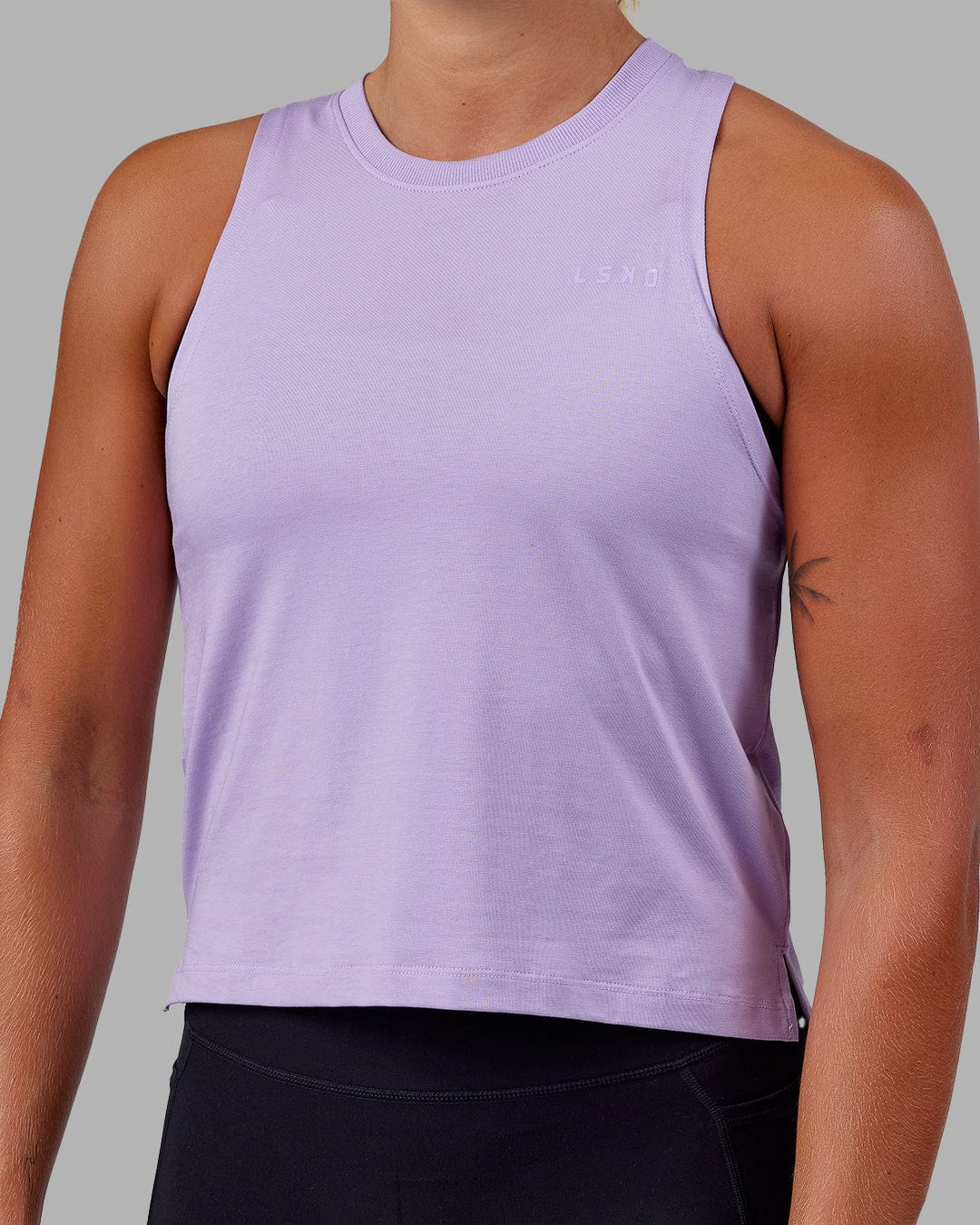 Woman wearing Deluxe PimaFLX Tank - Pale Lilac