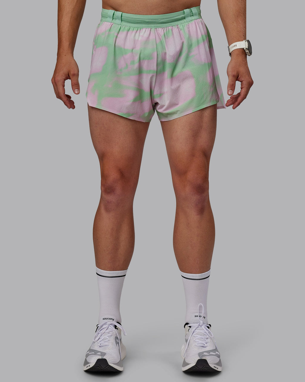 Man wearing Race Day 3" Lined Running Shorts - Mystic Print