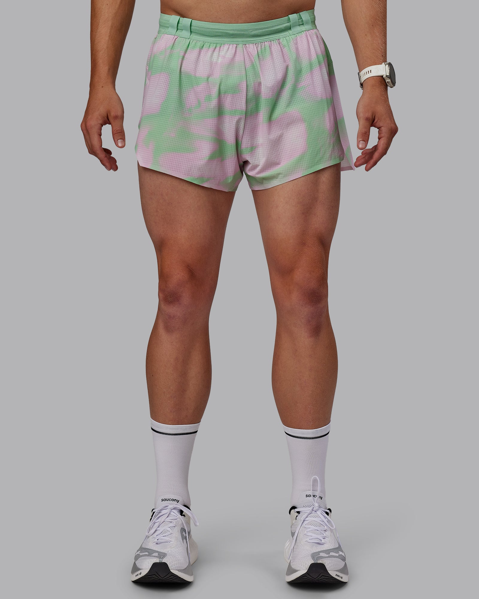 Man wearing Race Day 3" Lined Running Shorts - Mystic Print