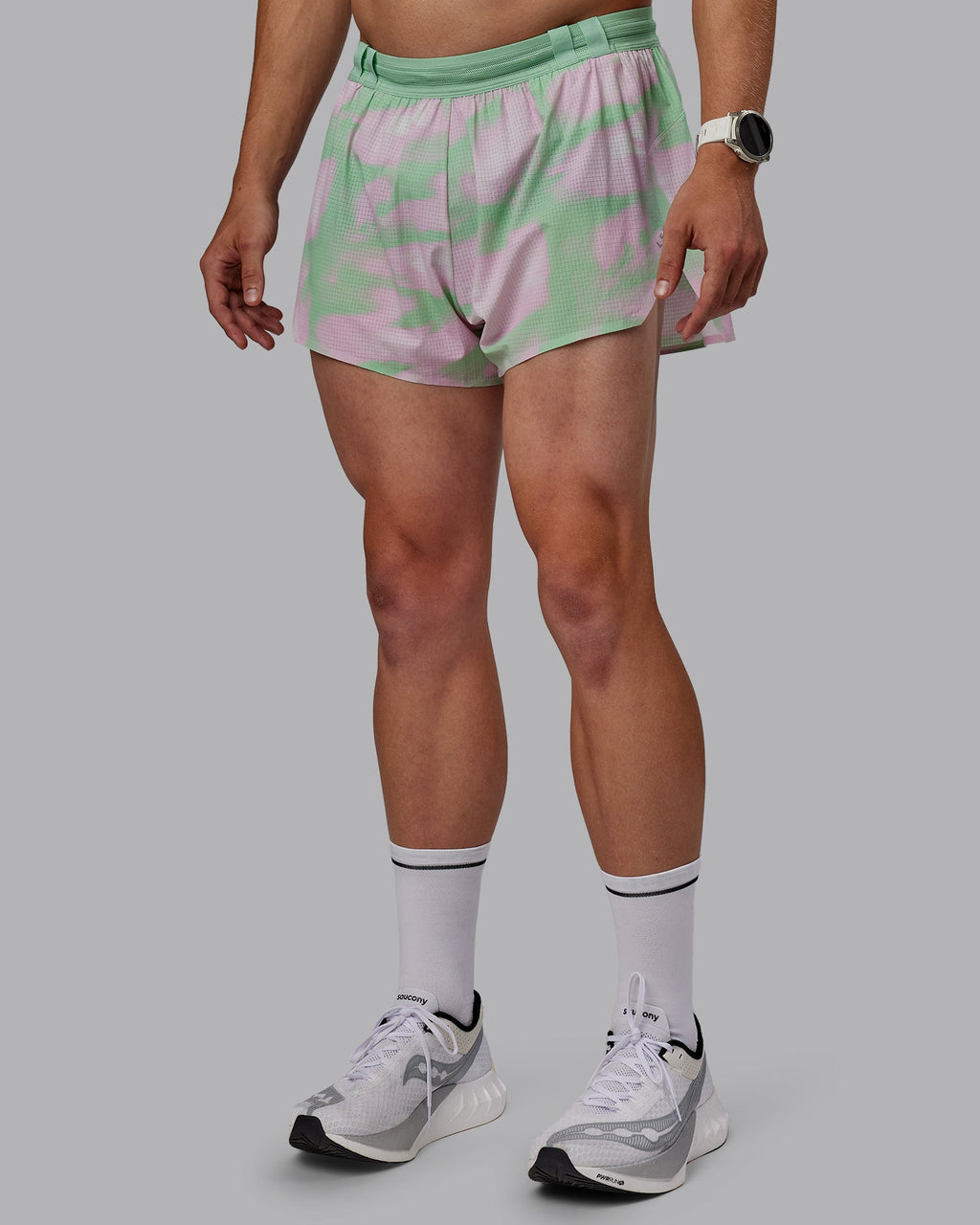 Man wearing Race Day 3" Lined Running Shorts - Mystic Print
