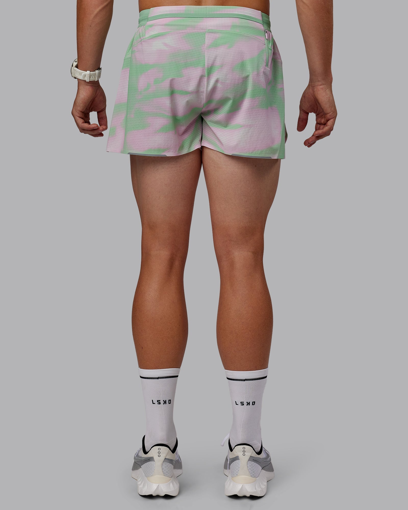 Man wearing Race Day 3" Lined Running Shorts - Mystic Print