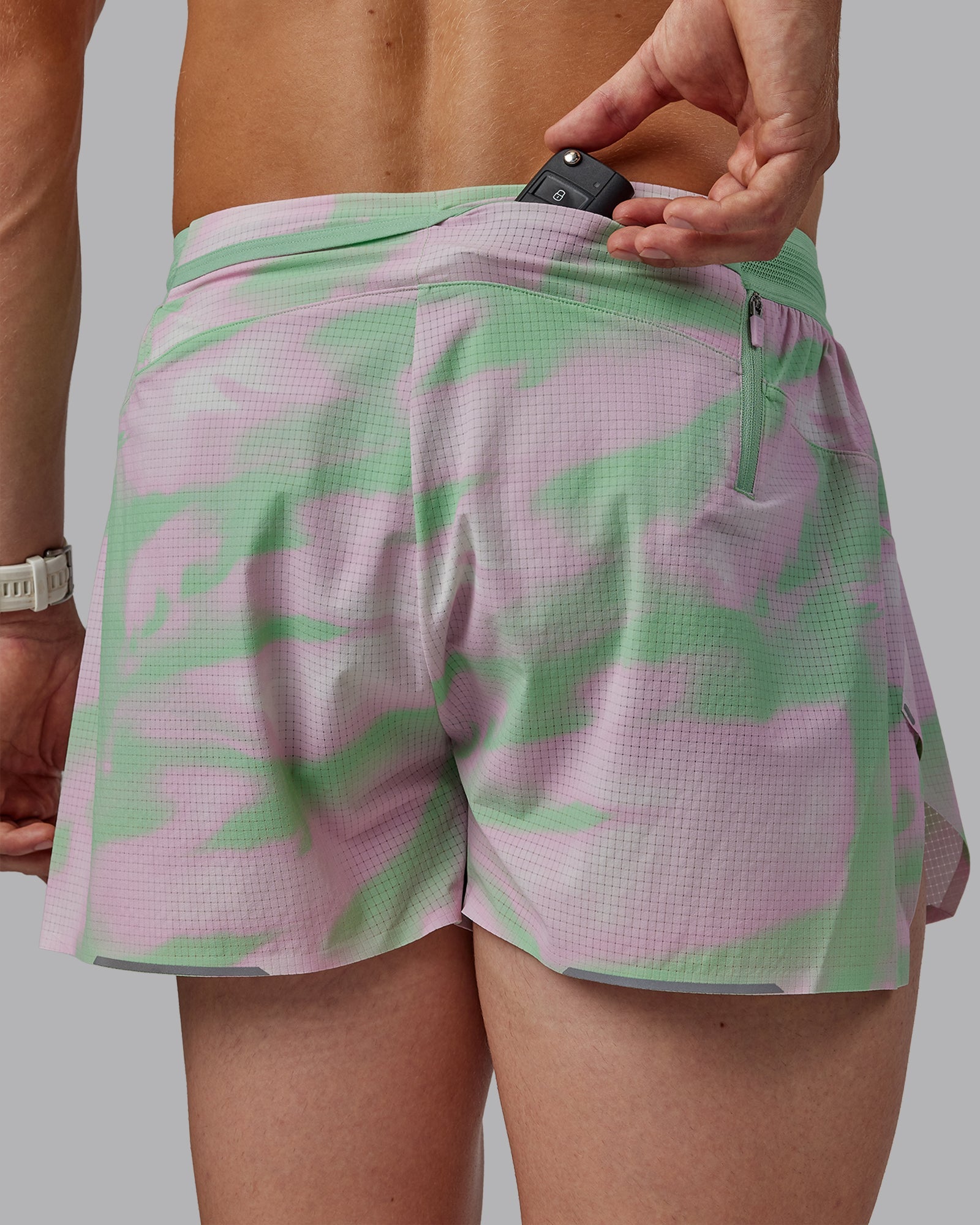 Man wearing Race Day 3" Lined Running Shorts - Mystic Print