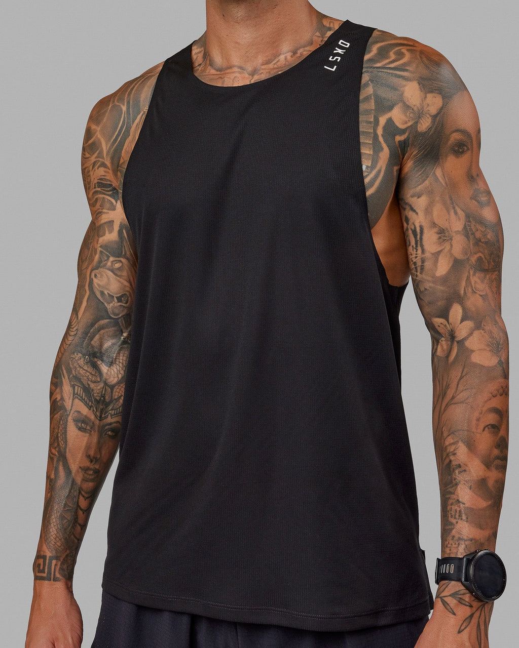 Man wearing Race Day Tank - Black