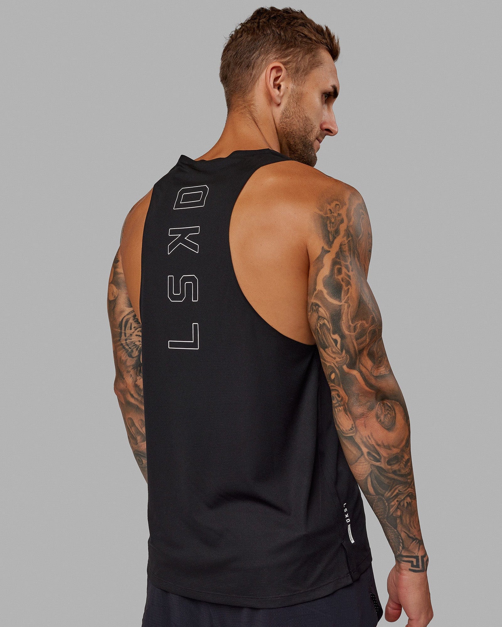 Man wearing Race Day Tank - Black