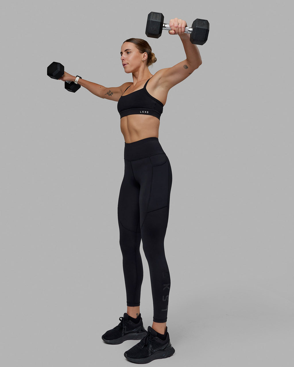 Woman wearing Rep Full Length Tight - Black-Black