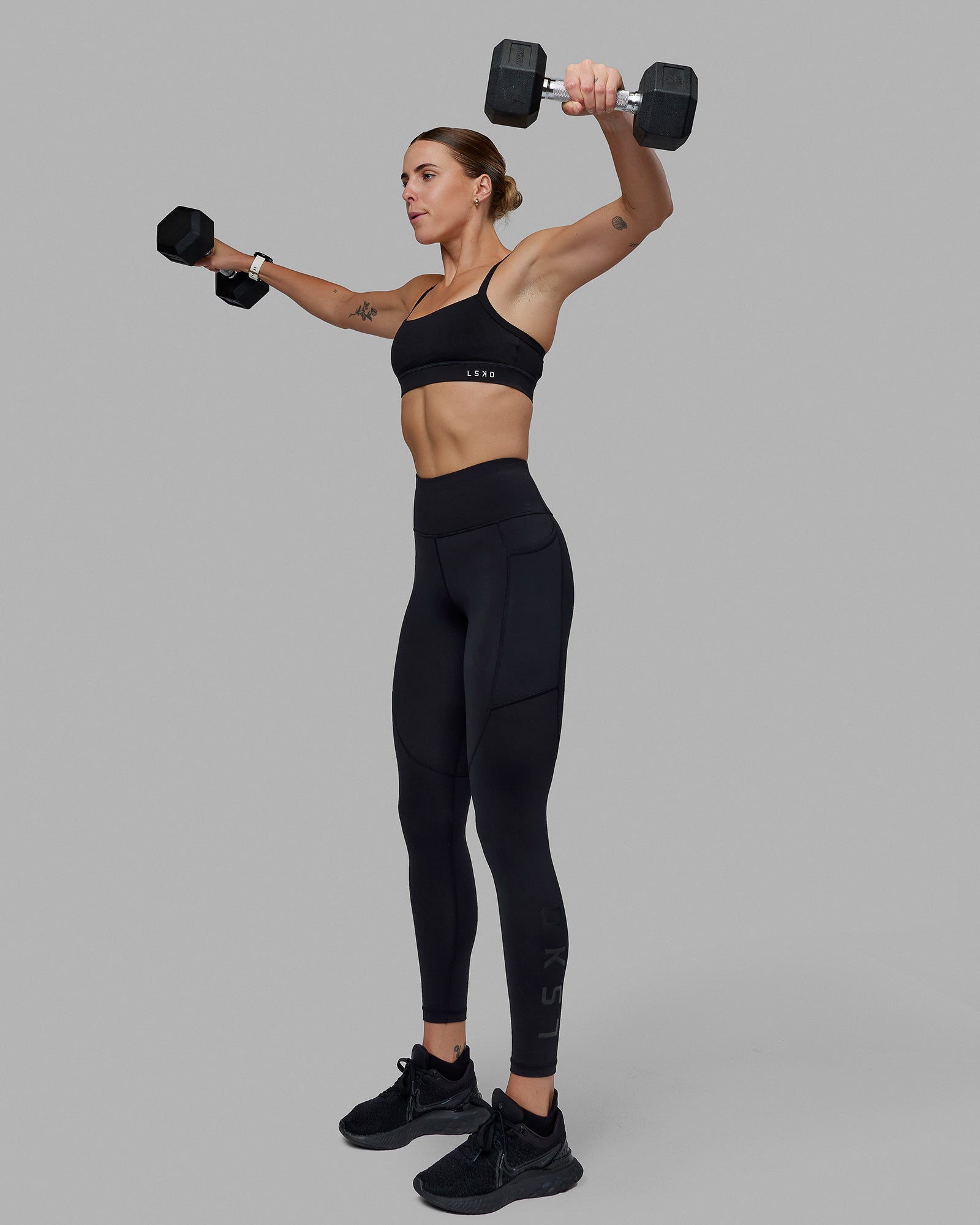 Woman wearing Rep Full Length Tight - Black-Black