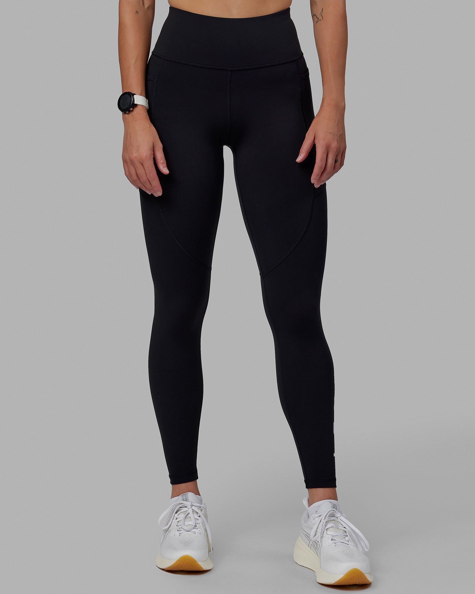 Woman wearing Rep Full Length Tights - Black-White