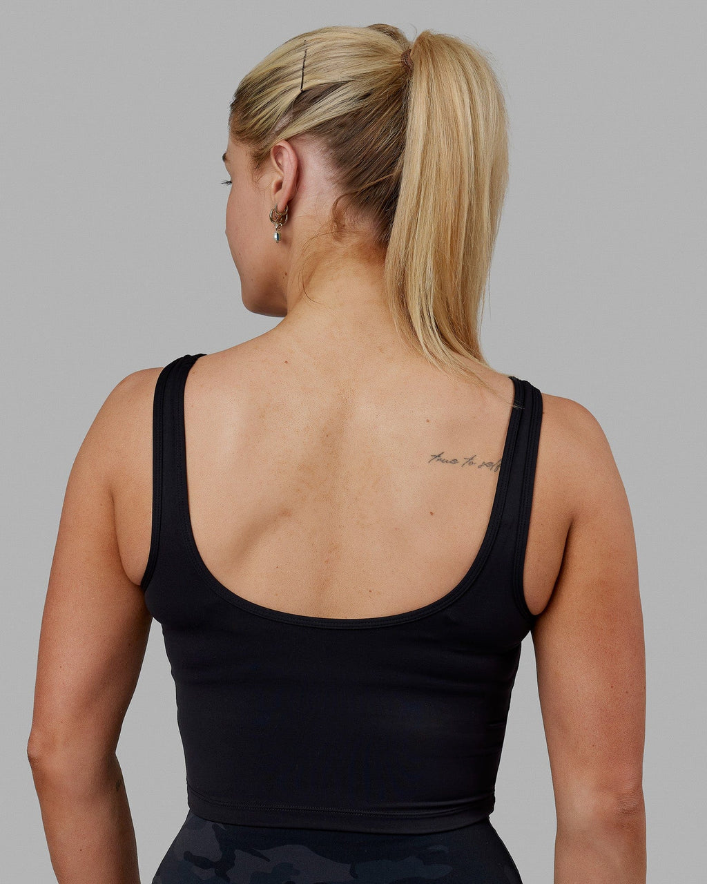 Woman wearing Staple Active Cropped Tank - Black